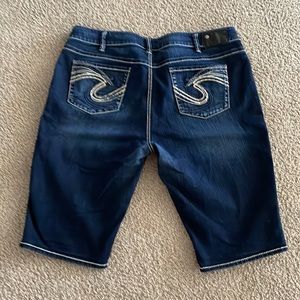 Silver Bermuda jean shorts, size 22